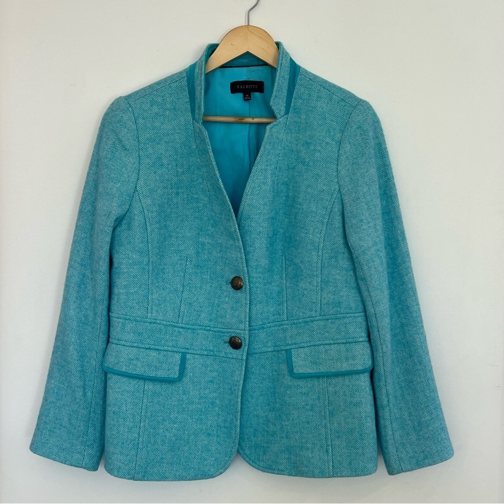 Talbots Teal Blazer with Button Detail
